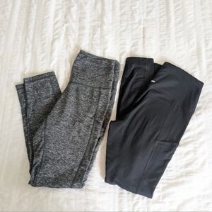 Aerie Lot Of 2 Lined Chill Play Move Pocket Leggings Gray & Black Size Medium